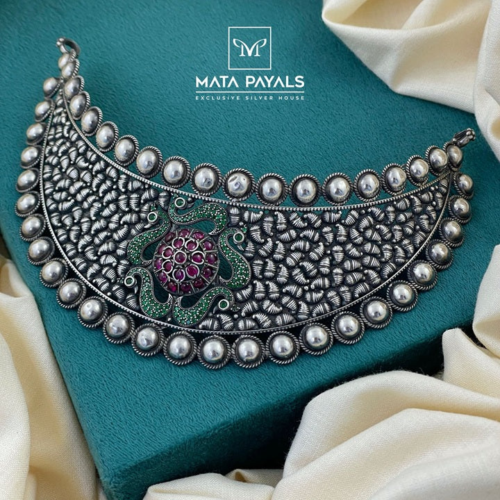 Radiant Oxidised Mayur Choker
