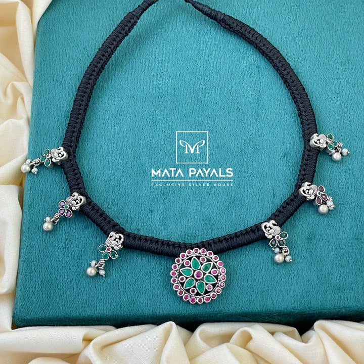 Floral Peacock Oxidised Choker