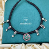 Floral Peacock Oxidised Choker