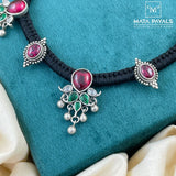 Elegant Oxidised Silver Thread Choker