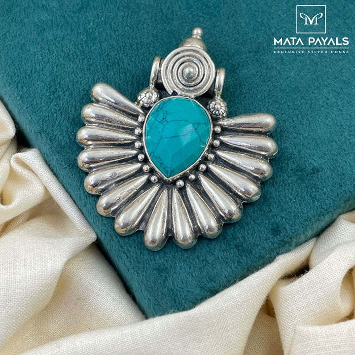 Leafy Tribal Turquoise Pendant