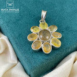 Amazing Yellow Cut Stone Silver Pendant