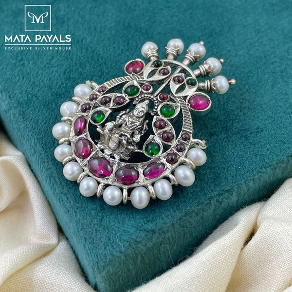 Devi Lakshmi Kemp Oxidised Pendant