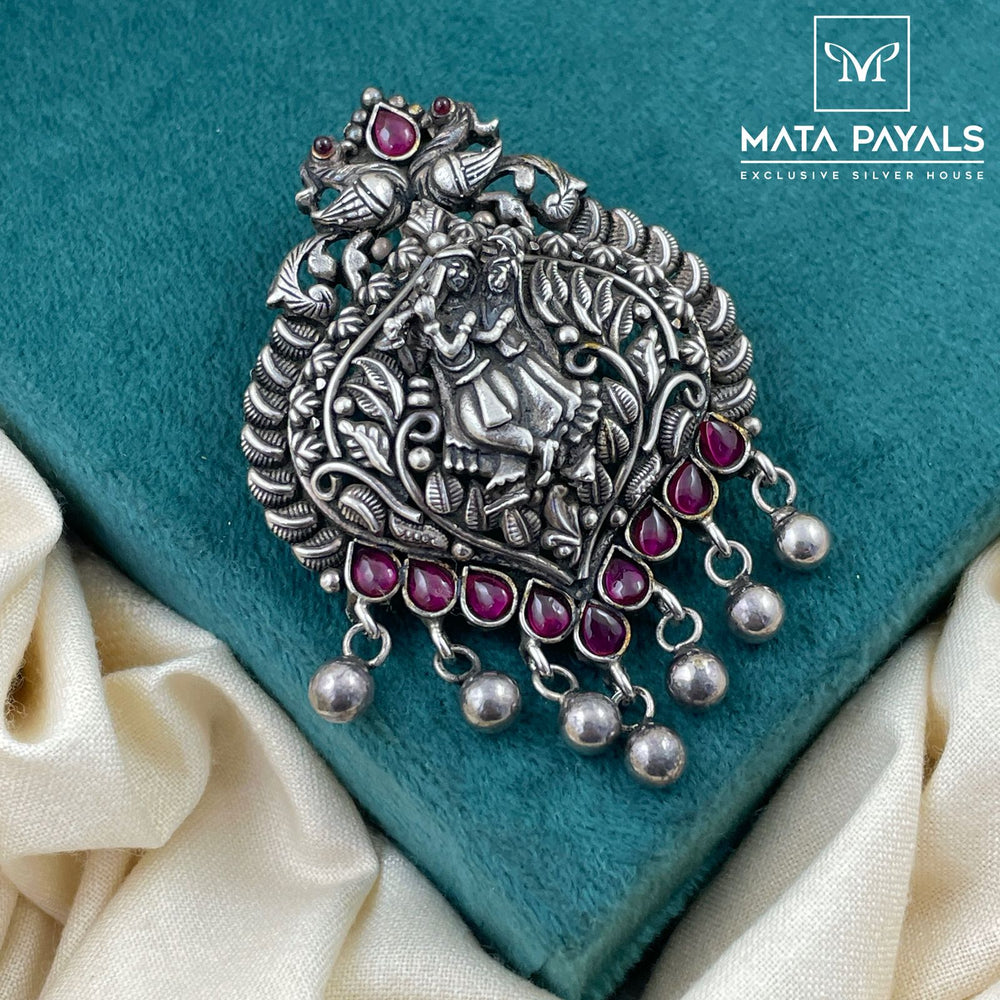 Radha-Krishna Oxidised Pendant