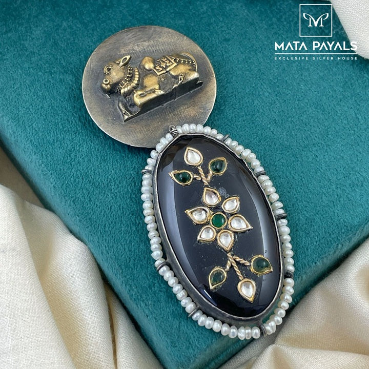 Precious Nandi Dual Tone Pendant