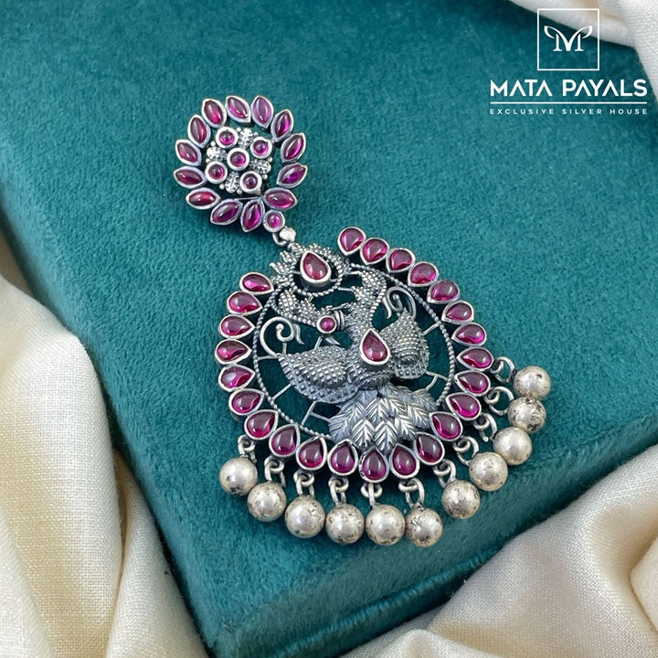 Flower Birdie Oxidised Pendant