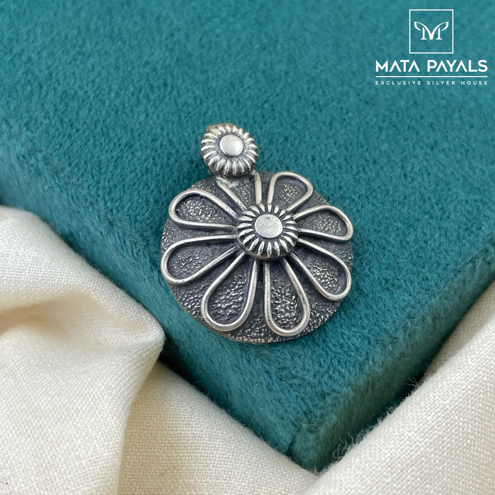 Oxidised Floral Tiny Pendant