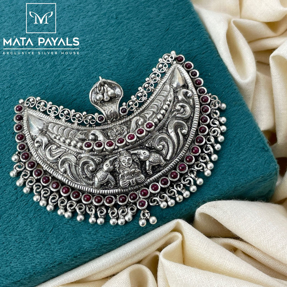 Oxidised Gaja Lakshmi Pendant