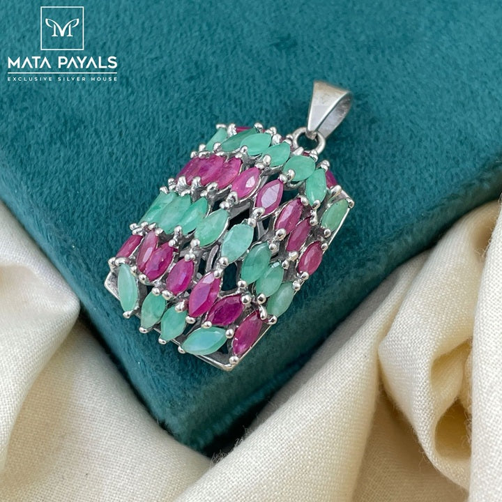Ruby Emerald Cutstone Pendant