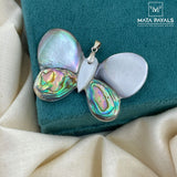 Cute Butterfly MOP Silver Pendant