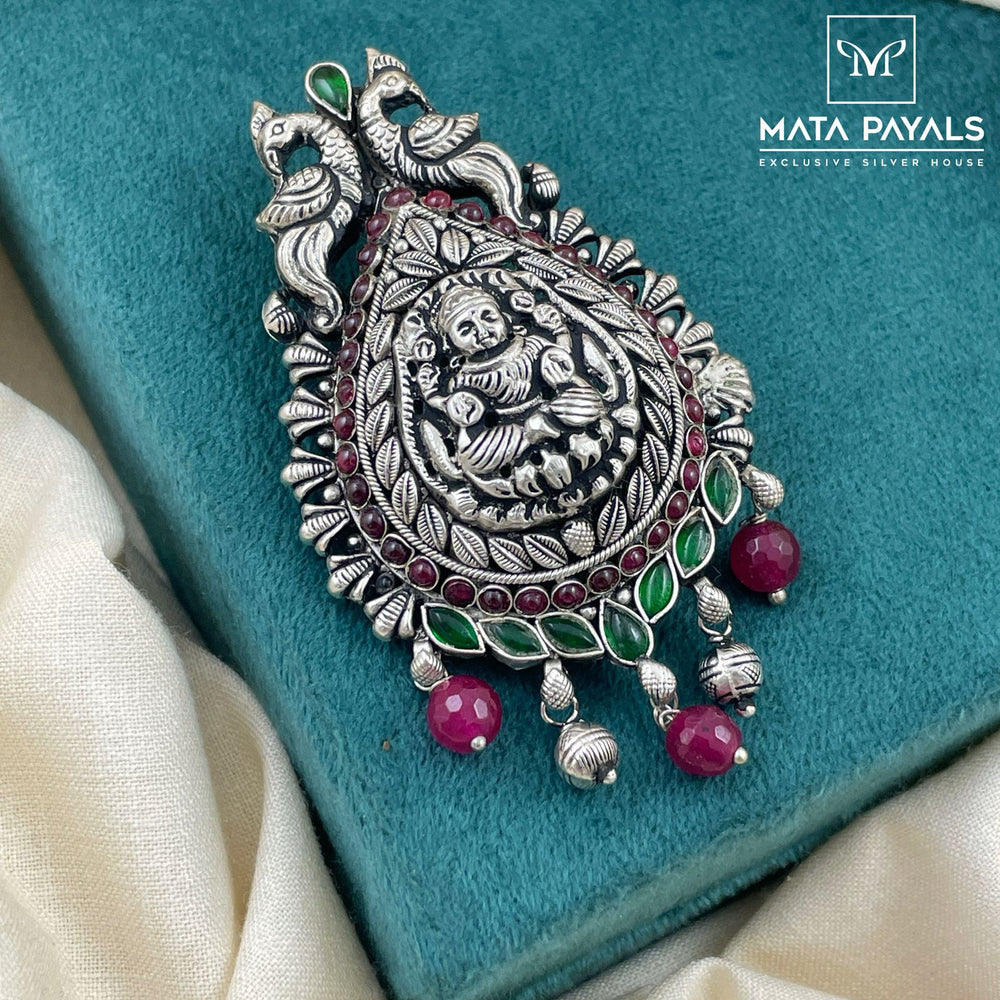 Temple Oxidised Lakshmi Pendant