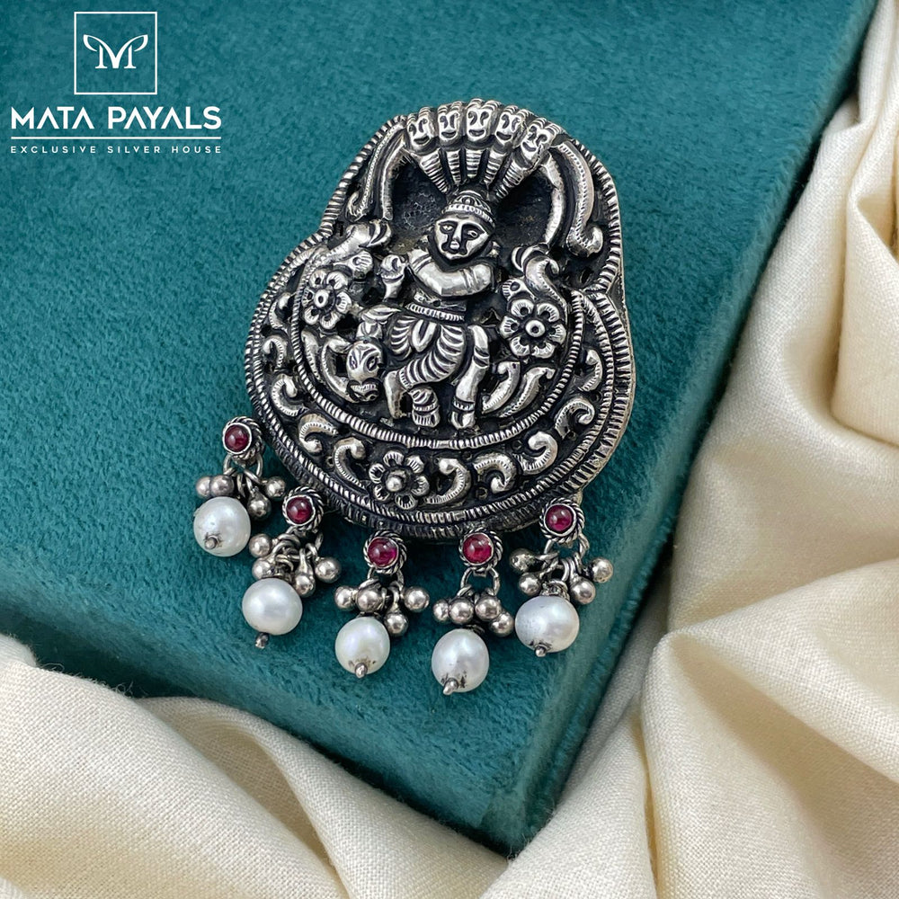 Krishna leela Nakshi Oxidised Pendant