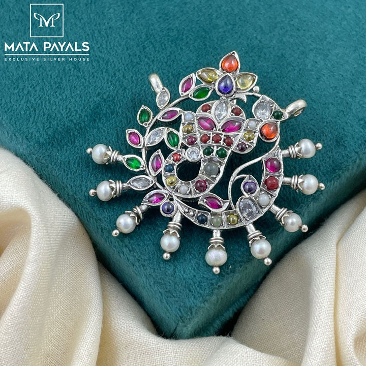 Enchanting Ganesha Navratan Pendant