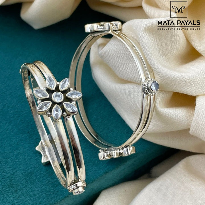 White Stone Floral Bangle