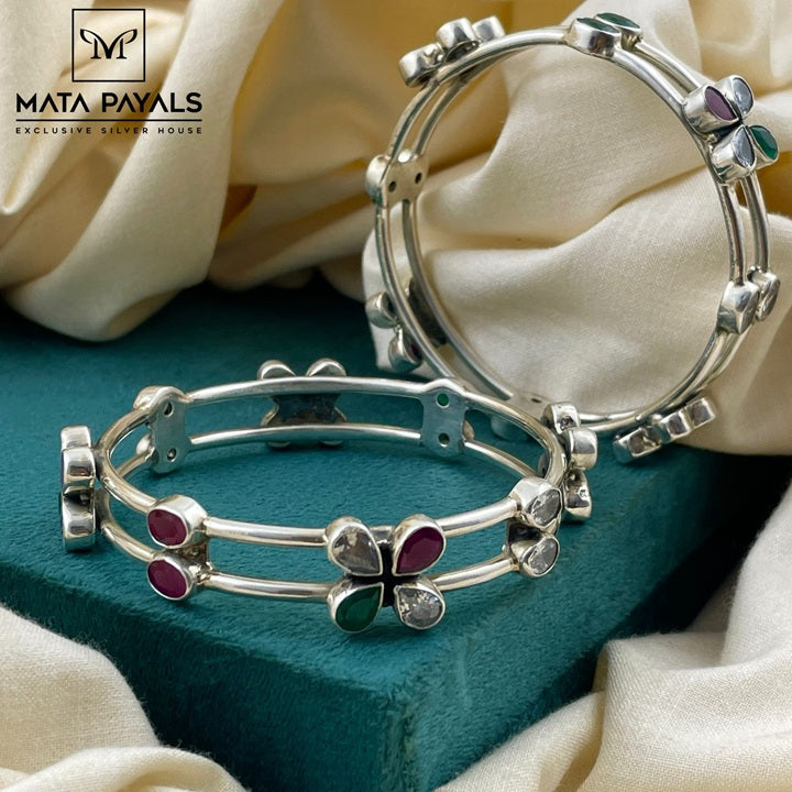 Oxidised Cut Stone Bangle