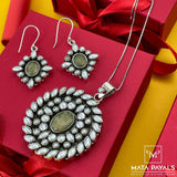 Heavy Oxidised Jade Pendant Set