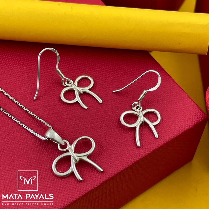 Plain Bow Tie Pendant Set