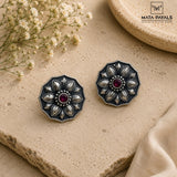 Innovative Floral Oxidised Stud