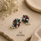 Oxidised Navaratna Earrring