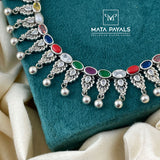 Oxidised Navarathna Necklace