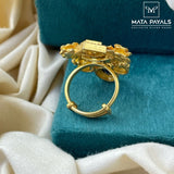 Blue Cutstone Floral Finger Ring