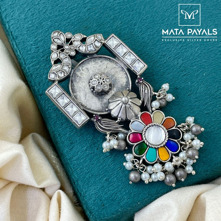 Fusion Kundan Oxidised Pendant
