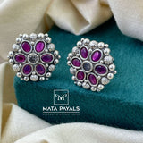Floral Oxidised Stud Earrings