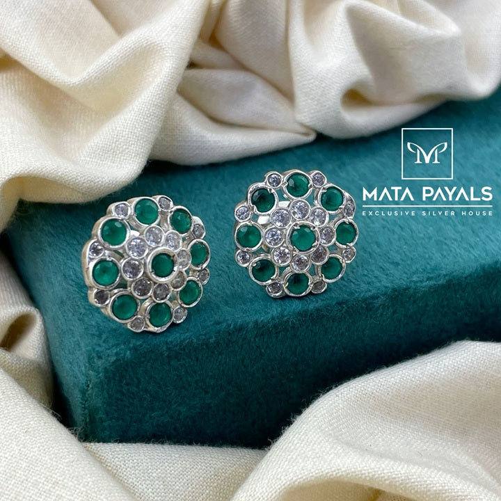Round Green Stone Stud