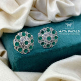 Round Green Stone Stud