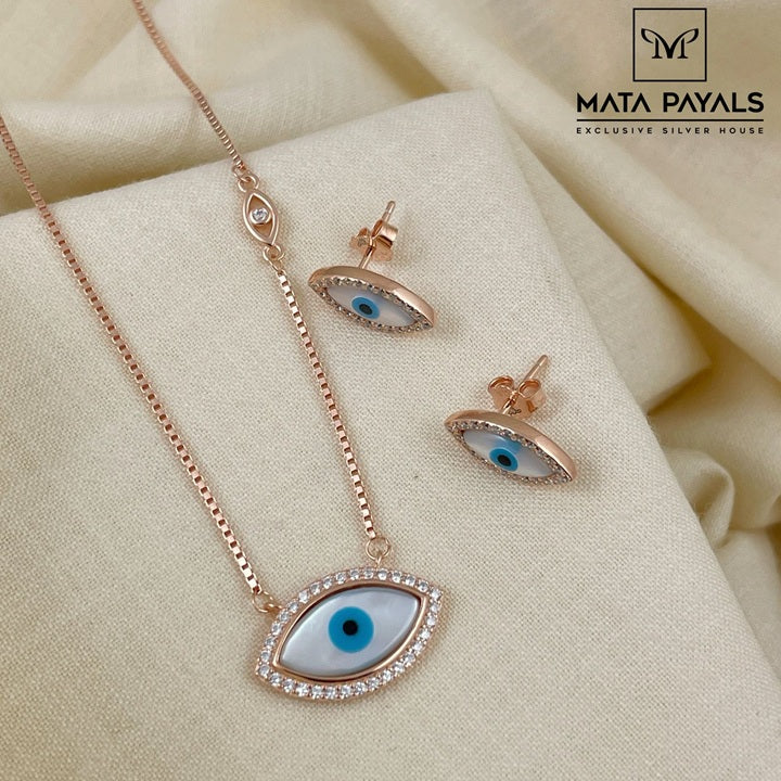 Rose Gold Evil Eye Pendant Set – Matapayals - Main Image