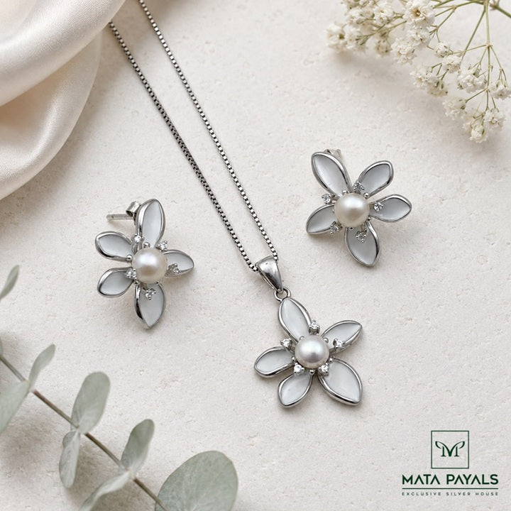 Floral Enamel Pendant Set