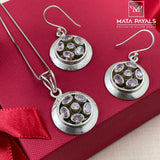 Pinkish Silver Pendant Set