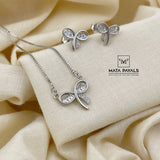 Ribbon Rhodium Pendant Set