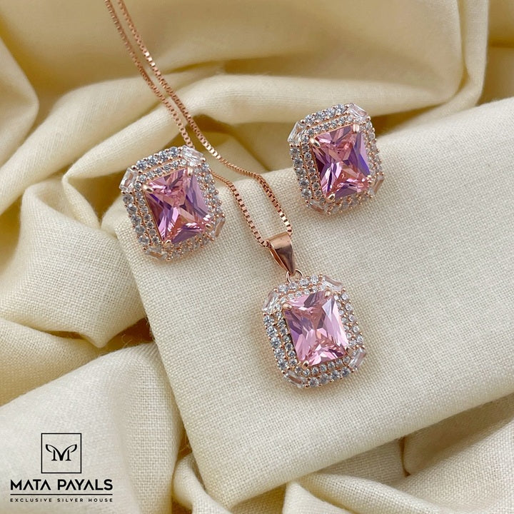 Pinkish Rose Gold Pendant Set
