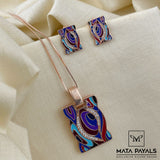 Rose Gold Enamel Pendant Set