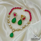 Red And Green Moissanite Necklace