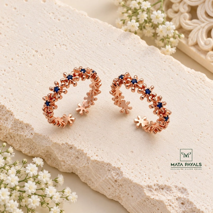 Colourful Rose Gold Toe Ring