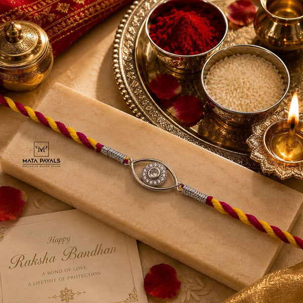 Charming Zircon Silver Rakhi