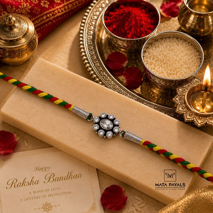 Oxidised Cut Stone Rakhi