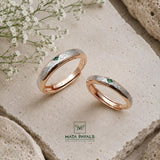 Dual Tone Green Couple Ring