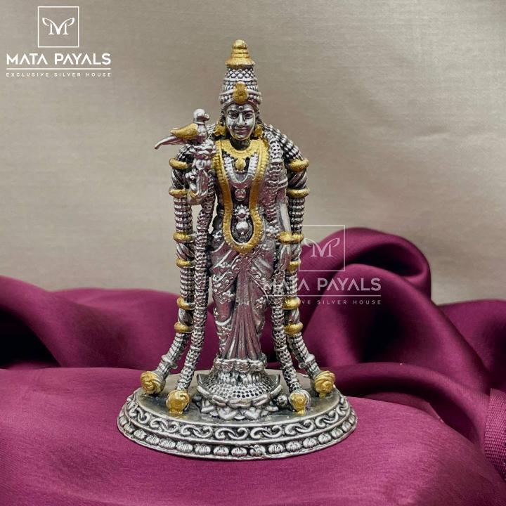 Shri Madurai Meenakshi Gold Plated Oxidised Idol