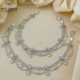 Lovely Peacock Silver Anklet