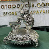 Silver Elephant Oxidised Deepa