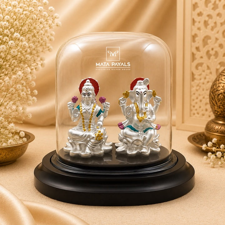 Colourful Ganesha Lakshmi Idol