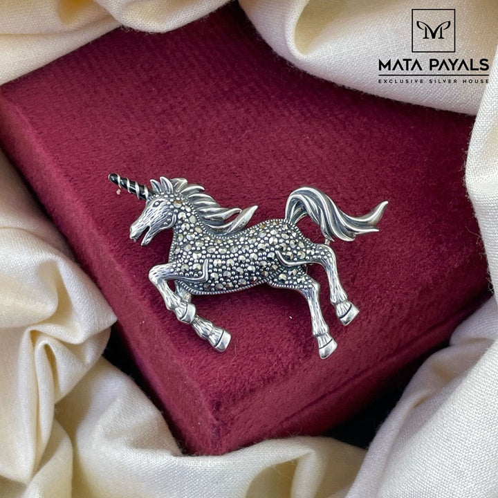 Unicorn Marcasite Pendant Cum Brooch