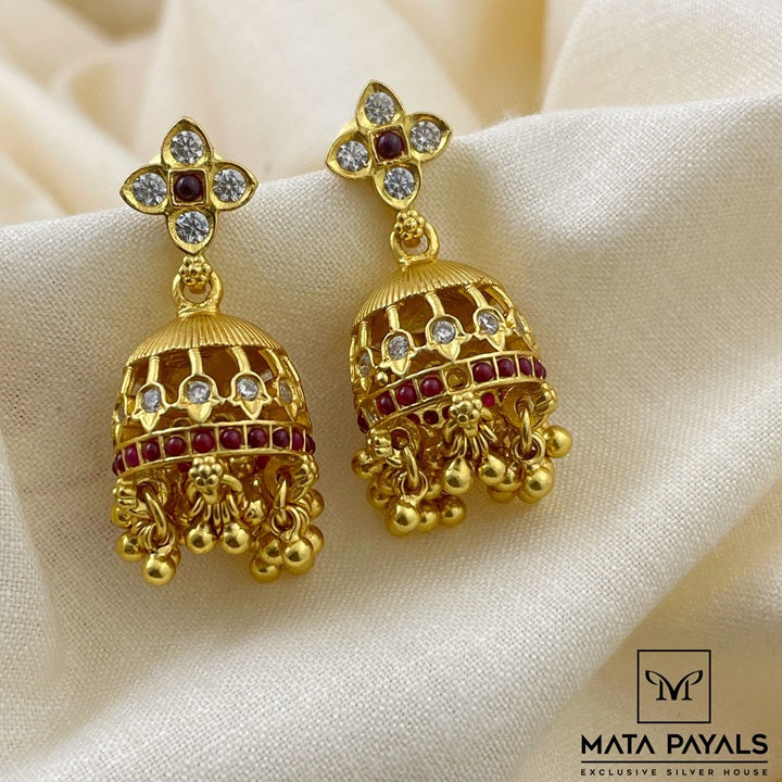 Floral Gold Polish Jhumka