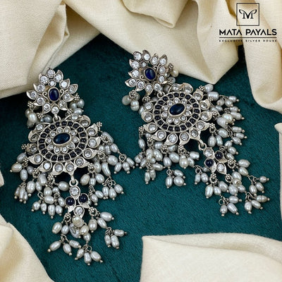 Gorgeous Blue Pearl Chandbali