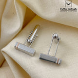 Simple Rhodium Cuff Links