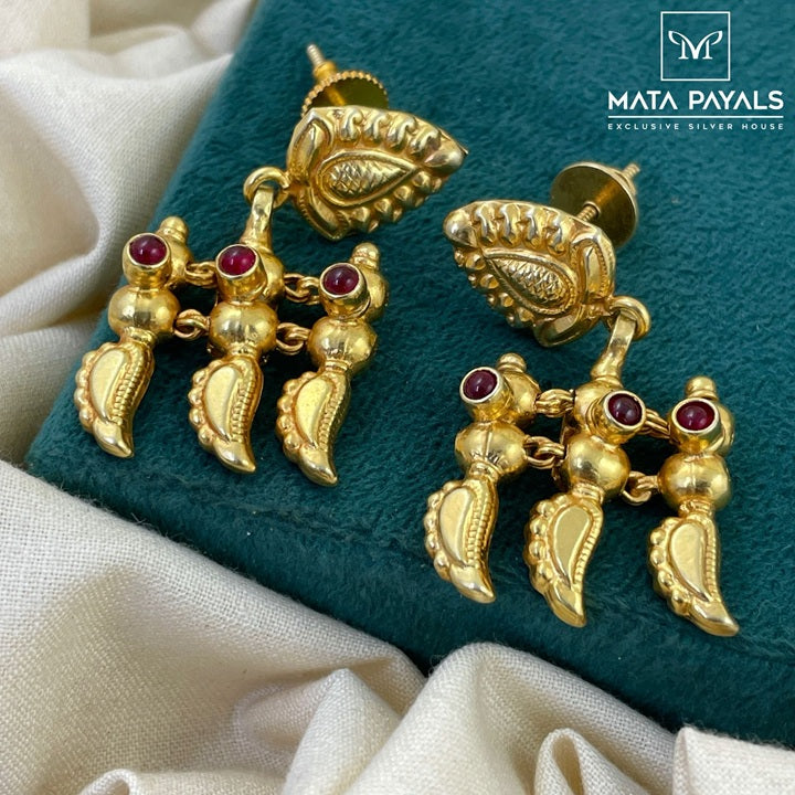 Incredible Triple Mango Gold Plated Earing