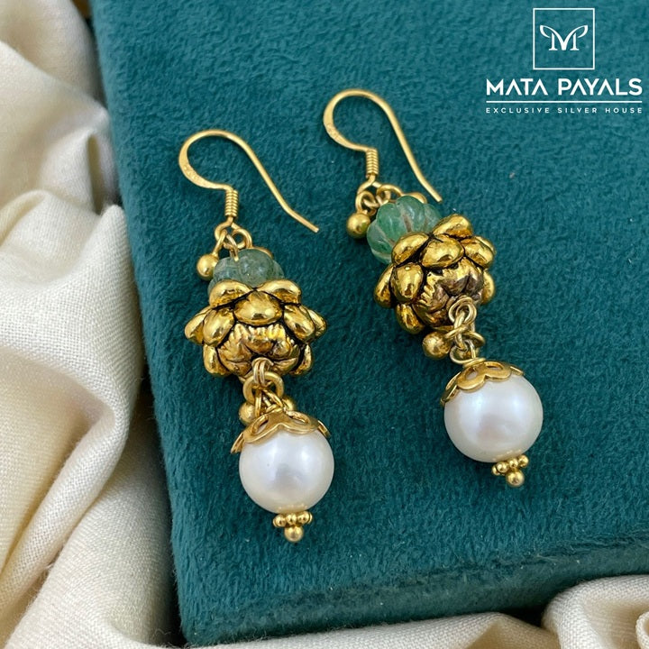 Pearl Green Gold Plated Beaded Hanging